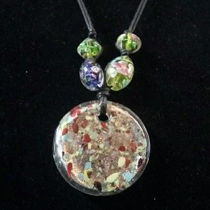 Glass flower an sparkle bead necklace